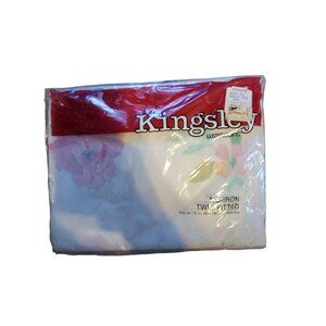 Kingsley vintage new old stock twin fitted sheet floral Lustersoft no iron
